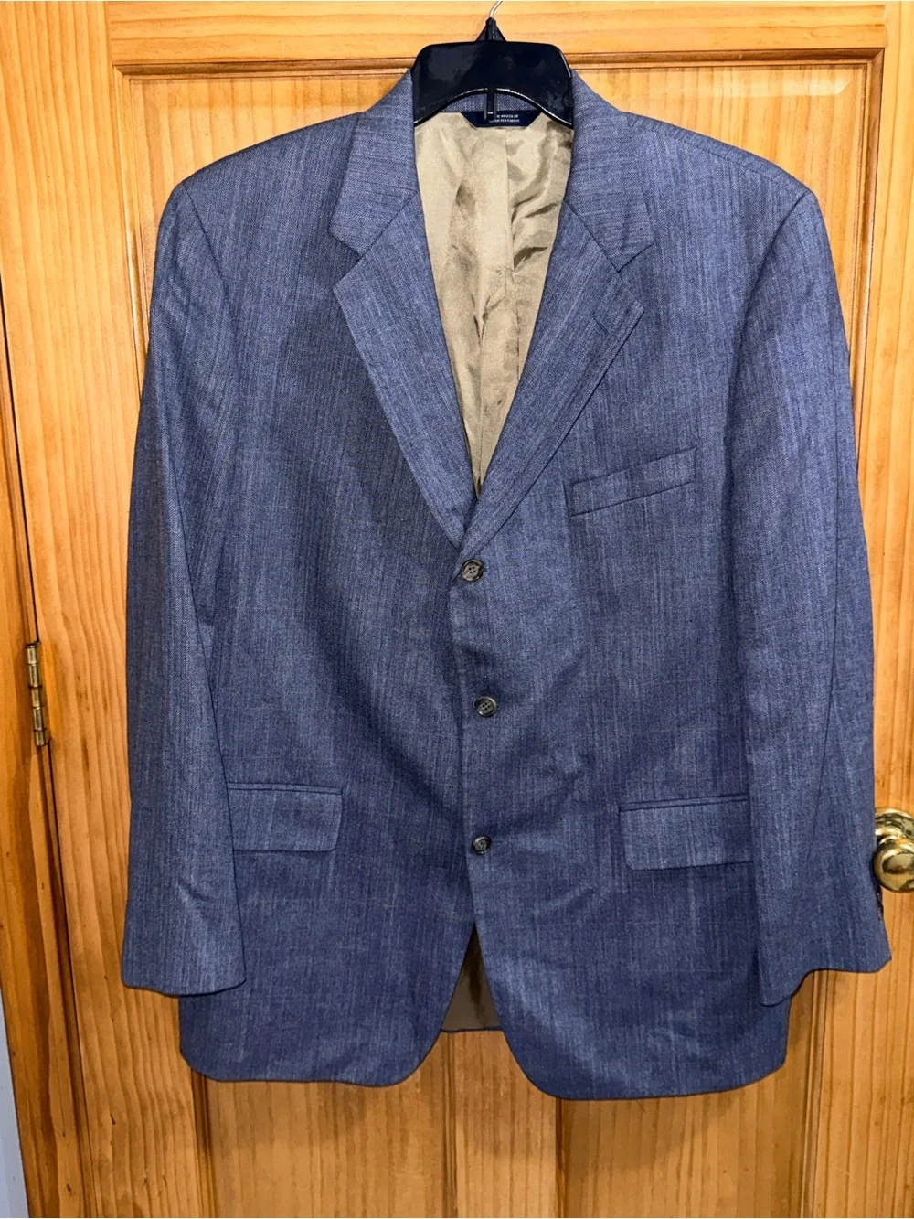 Vtg Brooks Brothers Men's Blue 3 Button Sport Coat-Gold Lining-Silk/Wool-44R-EC